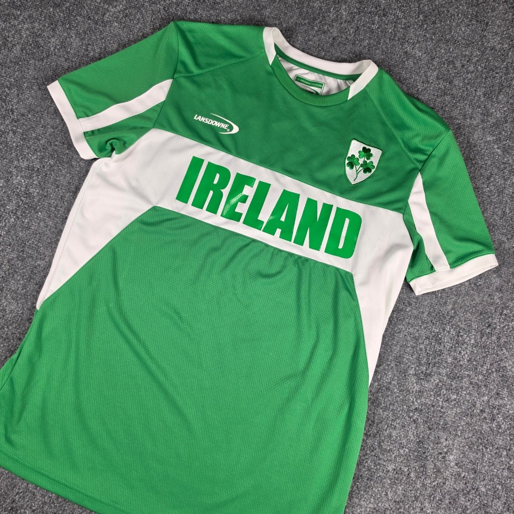Ireland Rugby Jersey Tee Lansdowne Mens S Green White Shamrock Athletic Shirt